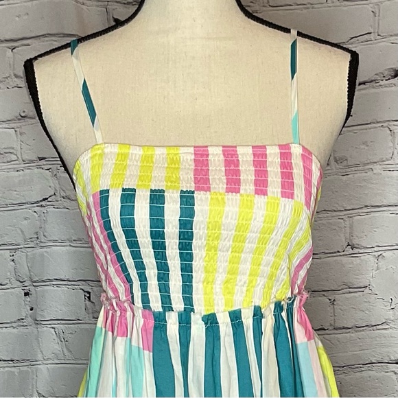 Torrid Mini Cotton Voile Trapeze Cover Up Dress Playful Stripe Dew O L/12 NWT - Picture 3 of 16